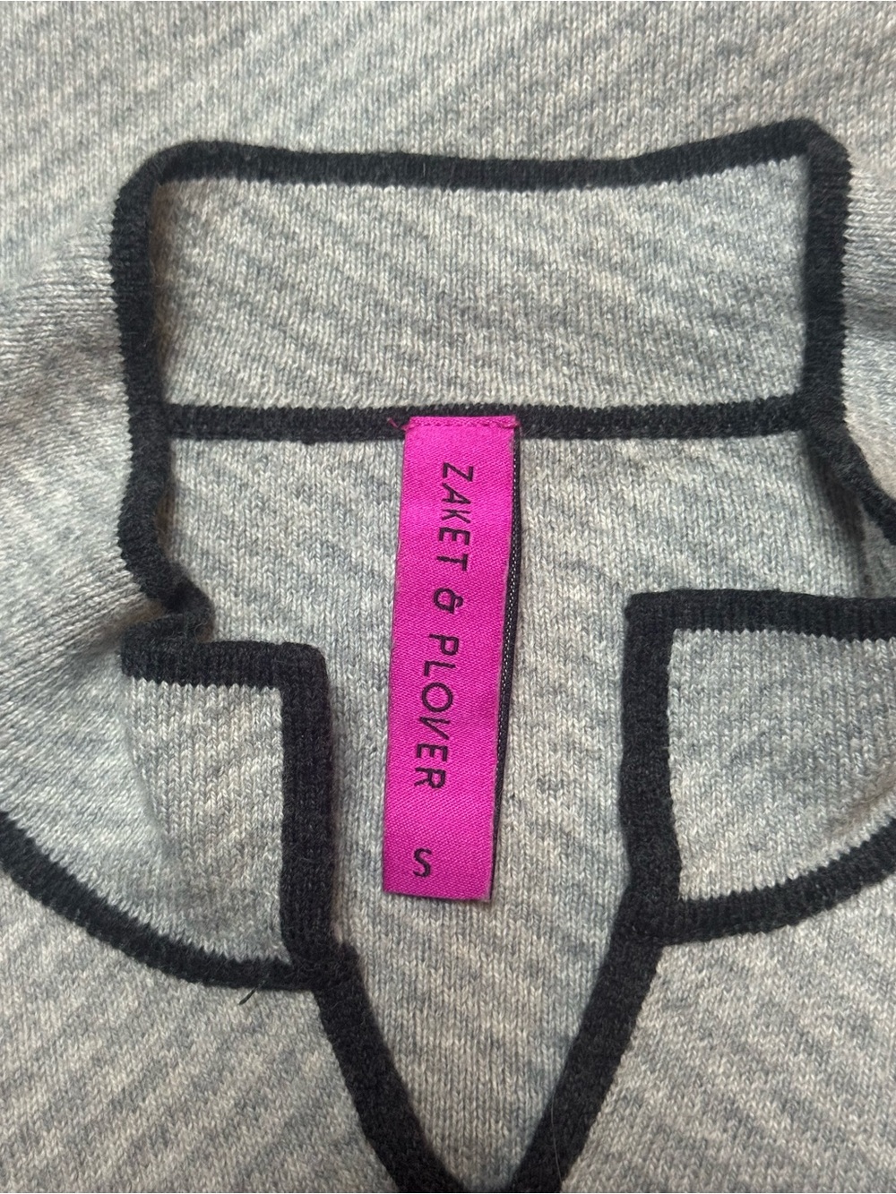 Zaket & Plover Neru Collar Sweater S Grey Cotton Cashmere Mandarin Mock Jumper - Picture 8 of 9
